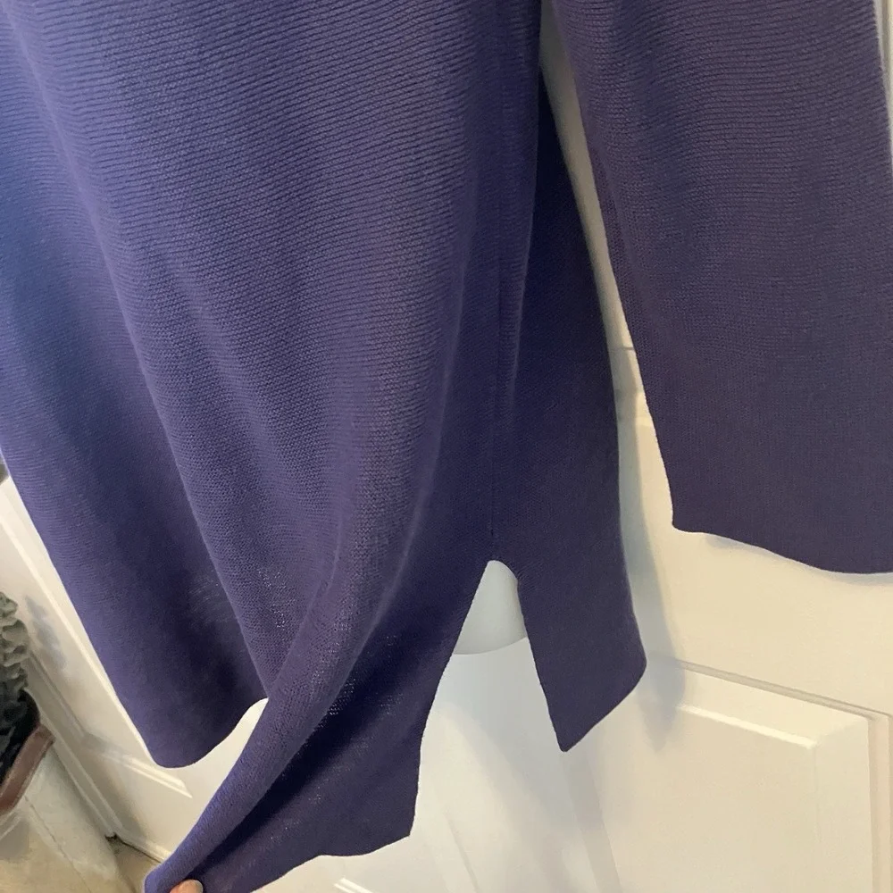 Eileen Fisher Women's XS Purple Lightweight Tunic Sweater Organic‎ Cotton V Neck